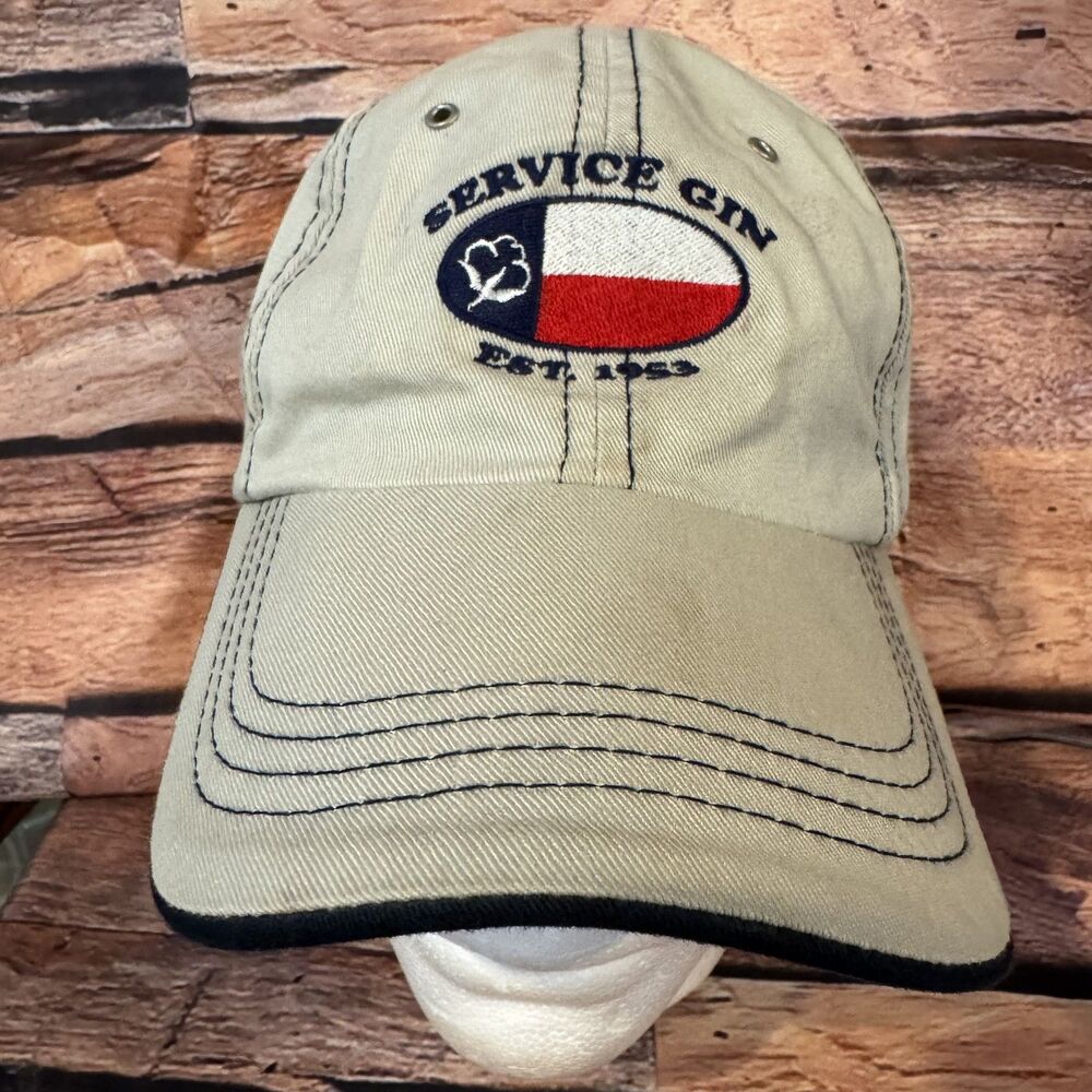Service Gin Texas Flag Embroidered Baseball Cap Hat Khaki Navy Blue OSFM